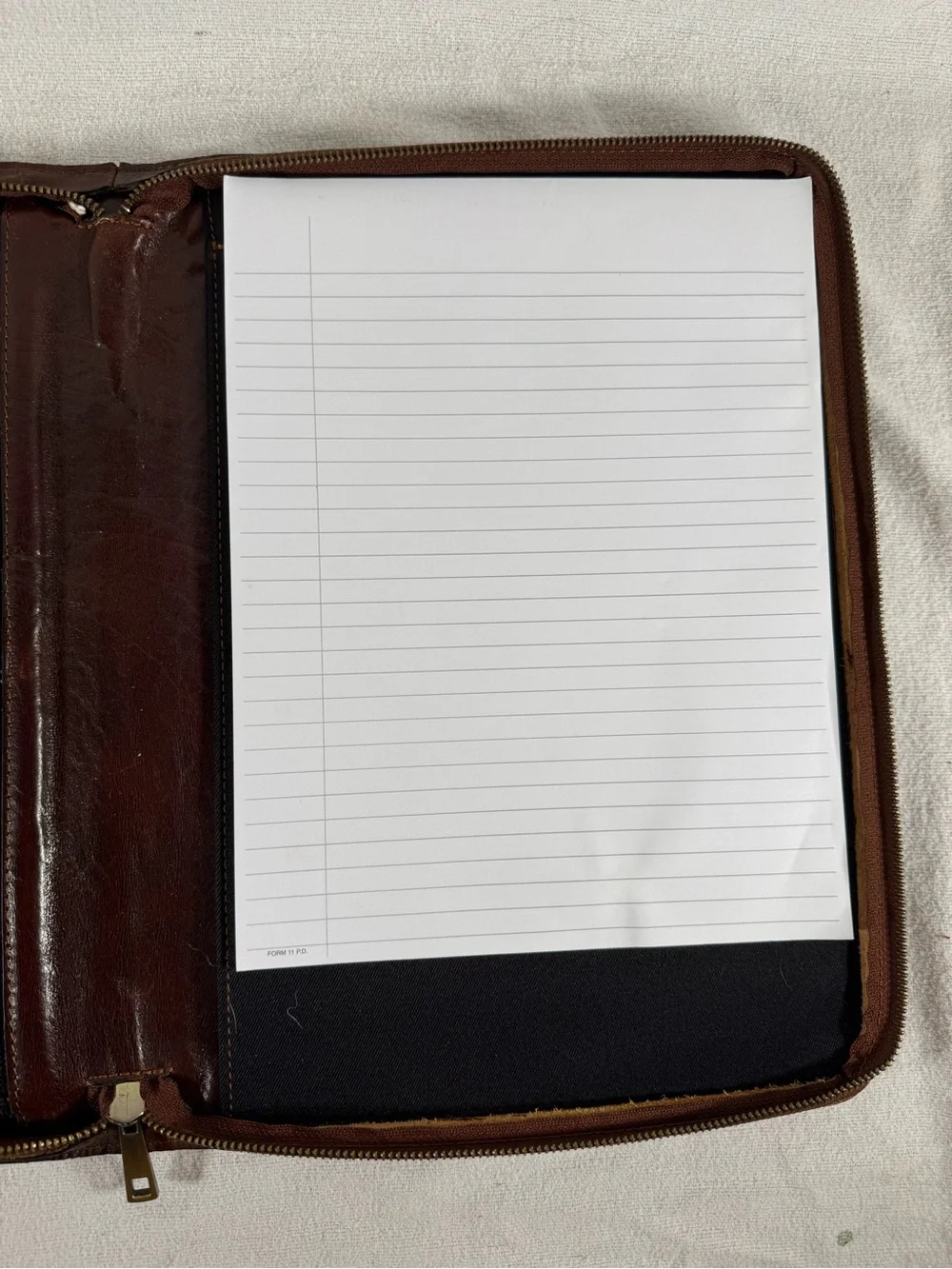 Vintage Time Resistance Classic Brown Leather Zip Folio Organizer